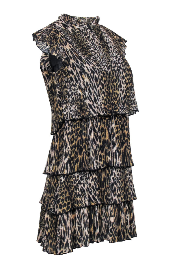 Current Boutique-All Saints - Tan & Black Leopard Print Sleeveless "Antheia Kiku" Mini Dress Sz 4