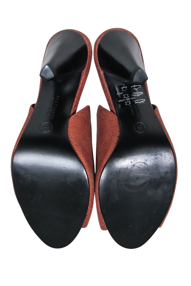 Current Boutique-All Saints - Tan Leather Peep Toe Short Boots Sz 6