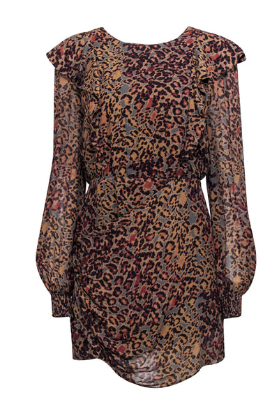 Current Boutique-All Saints - Tan Leopard Print Ruffled "Elodie" Dress Sz 8