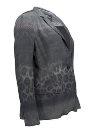 Current Boutique-All Satins - Olive & Dark Grey Animal Print Silk Blazer Sz 10