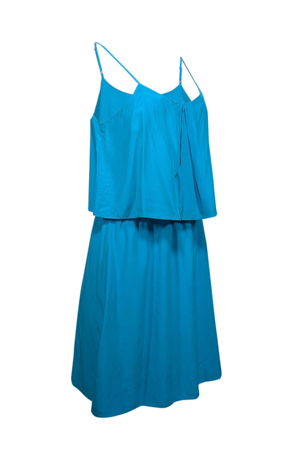 Current Boutique-Amanda Uprichard - Aqua Blue Sleeveless Silk Dress Sz M