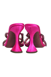 Current Boutique-Amina Muaddi - "Gilda" Hot Pink Jewel Strappy Heels Sz 7