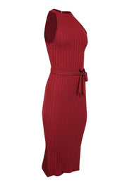 Current Boutique-Amour Vert - Red Sleeveless Ribbed Midi w/ Waist Tie Dress Sz XS