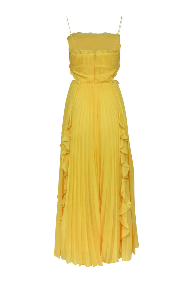 Current Boutique-Amur - Yellow Sleeveless Pleated Side Cutout Maxi Dress Sz 0