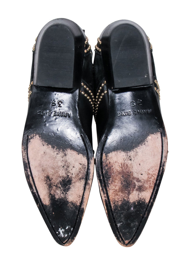 Current Boutique-Anine Bing - Black Leather Studded Detail "Charlie" Short Boots Sz 9
