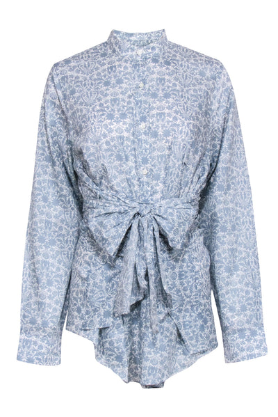 Current Boutique-Ann Mashburn - Light Blue & White Paisley Print Button Down Shirt Sz XL