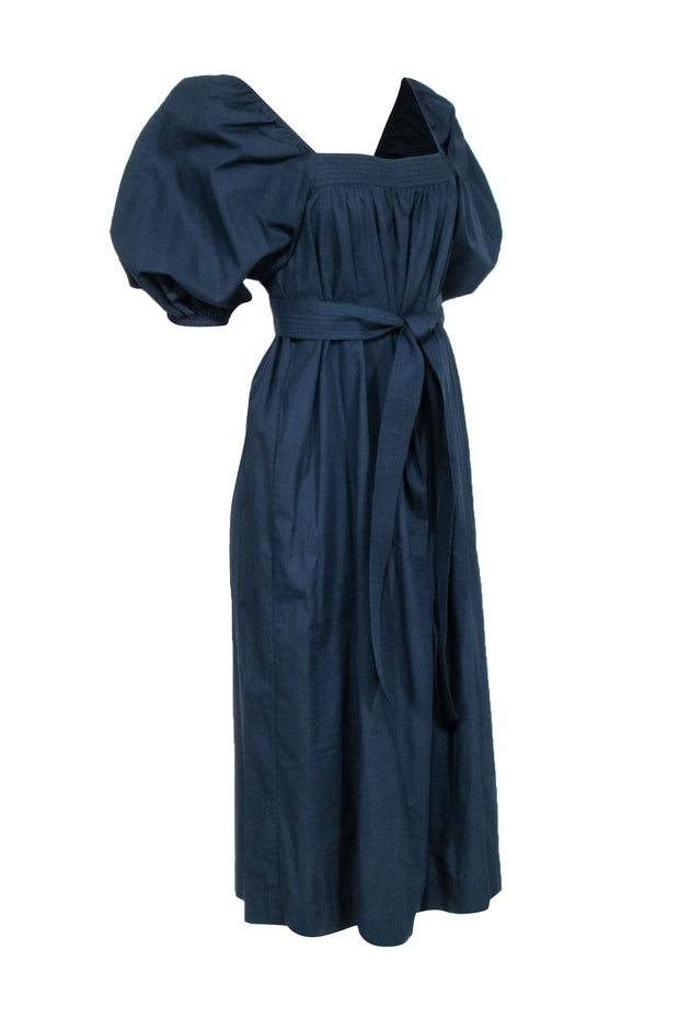 Current Boutique-Ann Mashburn - Navy Poplin Puff Sleeve Dress Sz XS