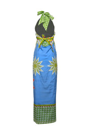 Current Boutique-Anna Cate - Blue, Green, & Red Mixed Print Halter Maxi Dress Sz XS