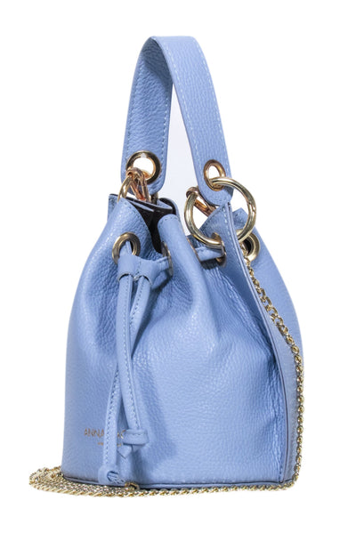 Current Boutique-Anna Paola - Light Blue Pebbled Leather Bucket Bag