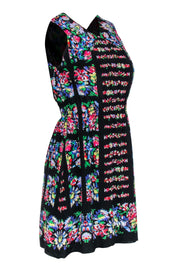 Current Boutique-Anna Sui - Black & Multi Color Floral Print Silk Dress Sz 2