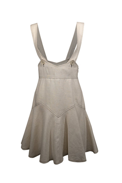 Current Boutique-Anna Sui - Ivory Linen Sleeveless Overall Dress Sz 6