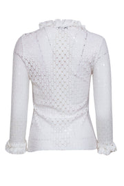 Current Boutique-Anne Fontaine - White Eyelet Ruffle Trim Long Sleeve Top Sz 10