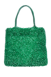 Current Boutique-Anteprima - Green Coil Bag w/ Blue Beaded Front Handbag