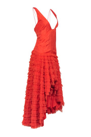 Current Boutique-Anthropologie - Orange Ruffle Tiered High-Low Dress Sz XL