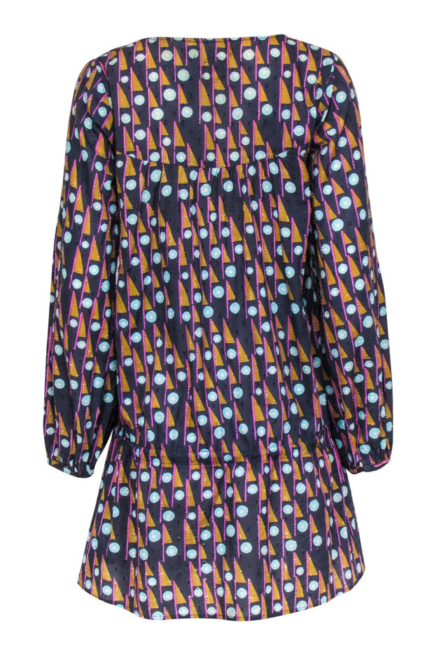 Current Boutique-Antik Batik - Navy & Multi Color Print Cotton Dress Sz M