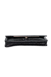 Current Boutique-Antonio Melani - Black Patent Croc Embossed Shoulder Bag with Chain Strap