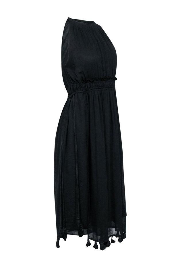 Current Boutique-Apiece Apart - Black Sleeveless Fringe Pom Hem Dress Sz 0