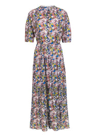 Current Boutique-Apiece Apart - Blue w/ Peach & Multi Color Floral Print maxi Dress Sz S