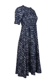 Current Boutique-Apiece Apart - Navy & Grey Zebra Print Short Sleeve Midi Dress Sz XS