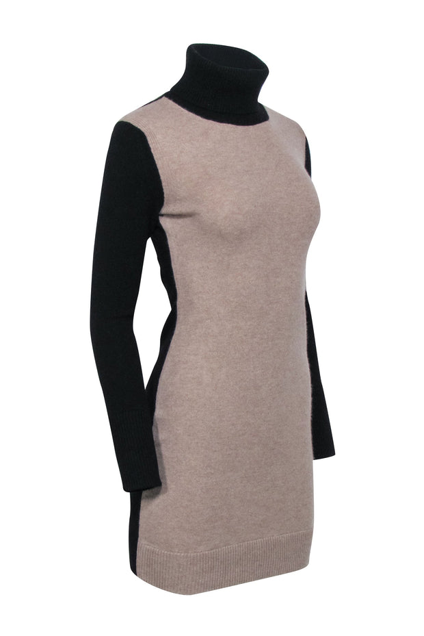 Current Boutique-Aqua Cashmere - Beige & Black Two Tone Cashmere Sweater Dress Sz S