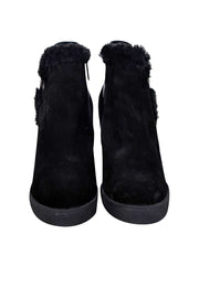 Current Boutique-Aquatalia - Black Suede Wedged Short Boots Sz 8