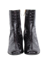 Current Boutique-Aquatalia - Brown Leather Croc Textured Short Boots Sz 9