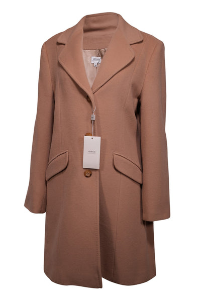 Current Boutique-Armani Collezioni - Beige Virgin Wool Long Pea Coat Sz 8