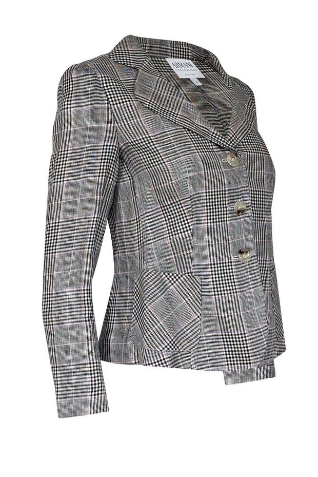 Current Boutique-Armani Collezioni - Black, Cream, Pink & Purple Plaid Blazer Sz 4