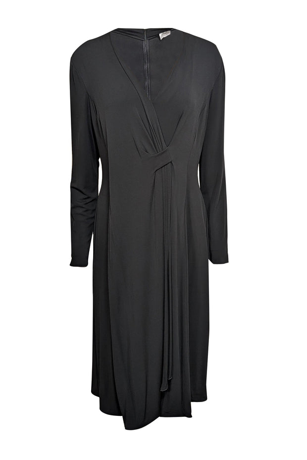 Current Boutique-Armani Collezioni - Black V-Neckline Long Sleeve Dress Sz 16