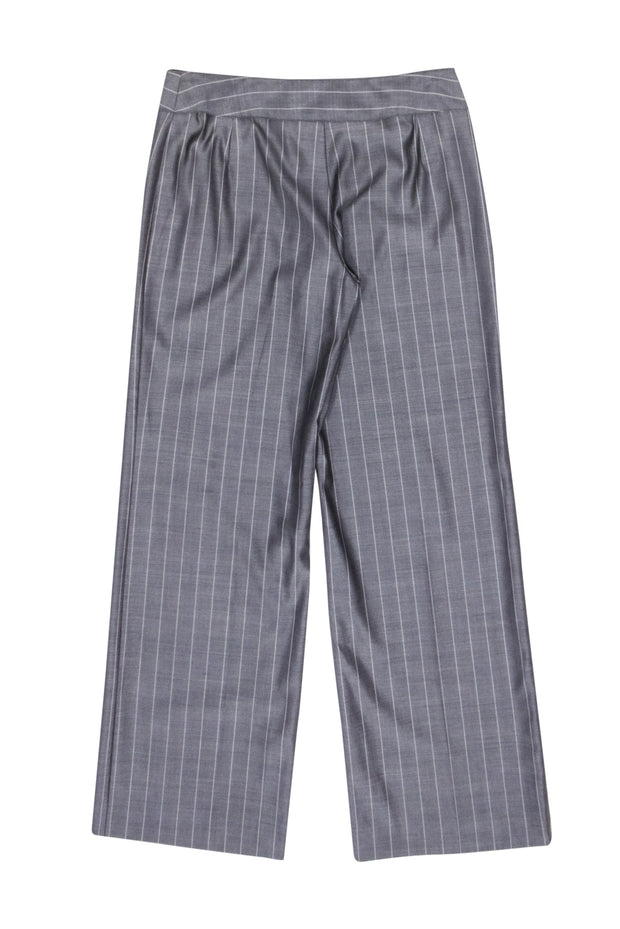 Current Boutique-Armani Collezioni - Grey Striped Wool Blend Wide Leg Pants Sz 4