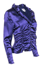 Current Boutique-Armani Collezioni - Plum Purple Silk Top w/ Ruched Detailing Sz 10