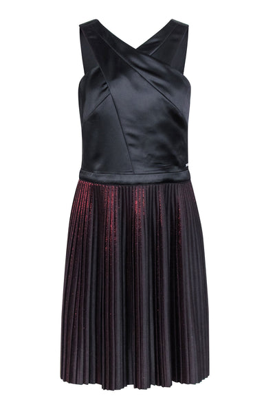 Current Boutique-Armani Exchange - Black & Metallic Red Pleated Dress Sz 6