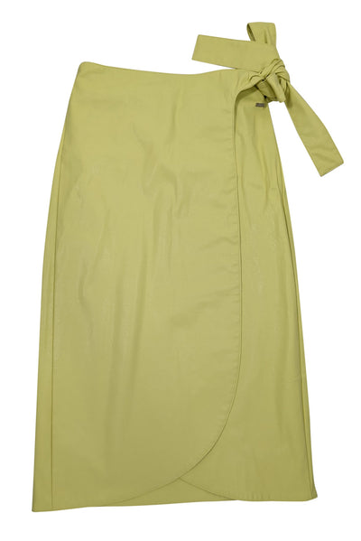 Current Boutique-Armani Exchange - Chartreuse Faux Leather Wrap Skirt Sz 4