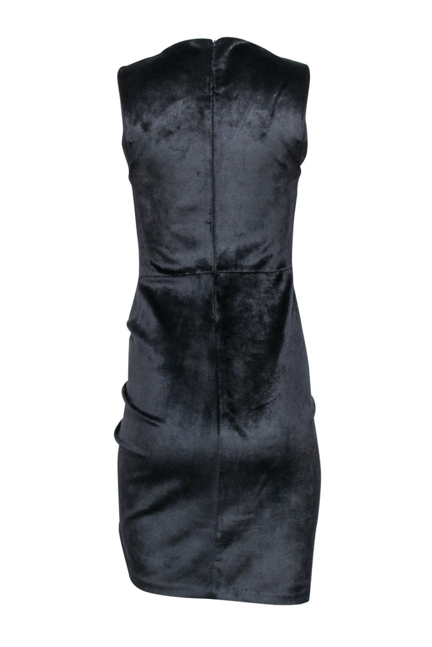 Current Boutique-Atlein - Black Bonded Velvet Ruched Bodycon Dress Sz 8