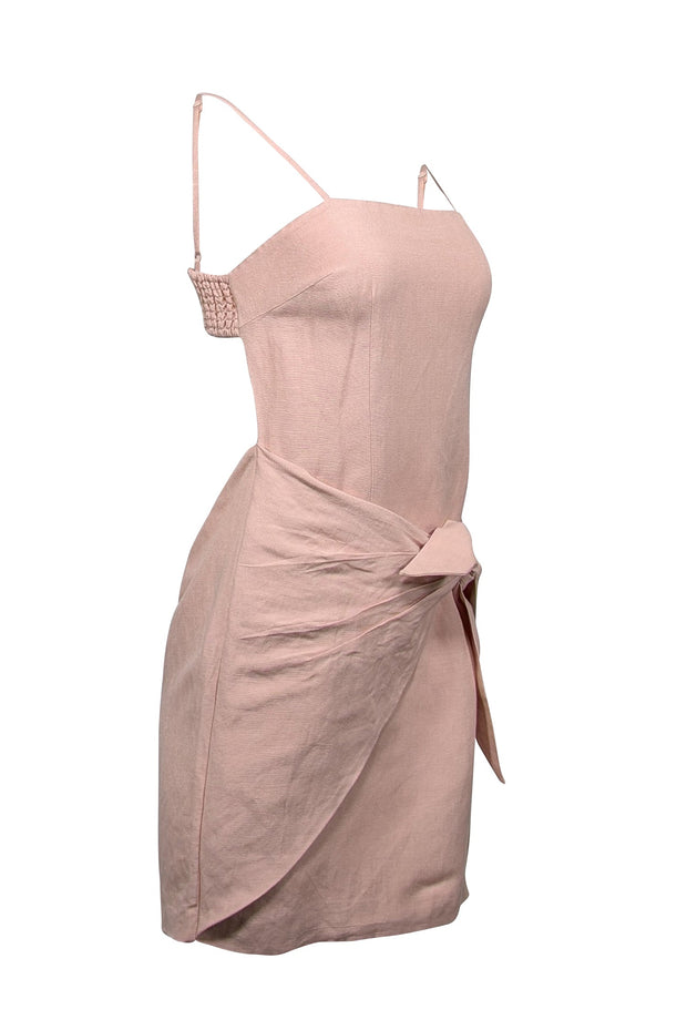 Current Boutique-Auteur - Pink Sand Linen Blend Tie Front Mini Dress Sz M