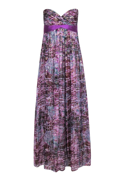 Current Boutique-BCBG Max Azaria - Purple & Blue Metallic Print Sleeveless Formal Dress Sz 6