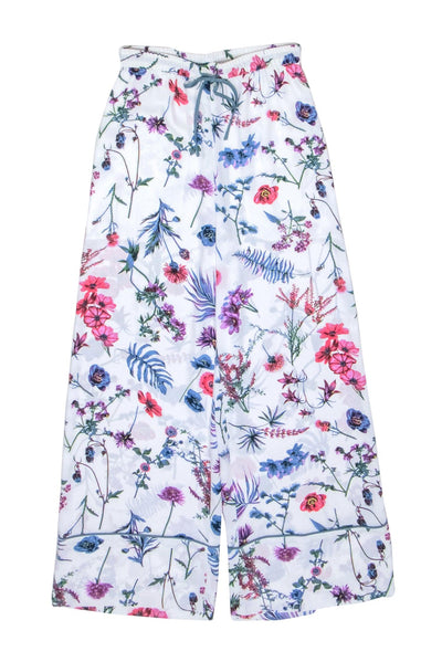 Current Boutique-BCBG Max Azaria - White w/ Multicolor Floral Print Wide Leg Pants Sz XS