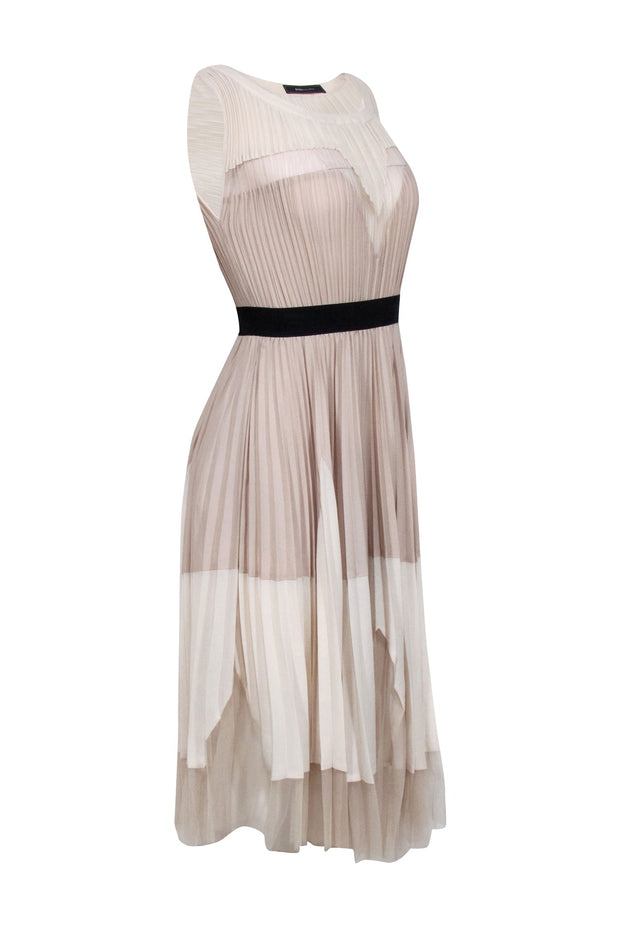 Current Boutique-BCBG Max Azria - Beige Pleated Sleeveless Dress Sz 2