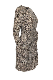 Current Boutique-BCBG Max Azria - Beige, Tan, & Black Leopard Print Long Sleeve Wrap Dress Sz M