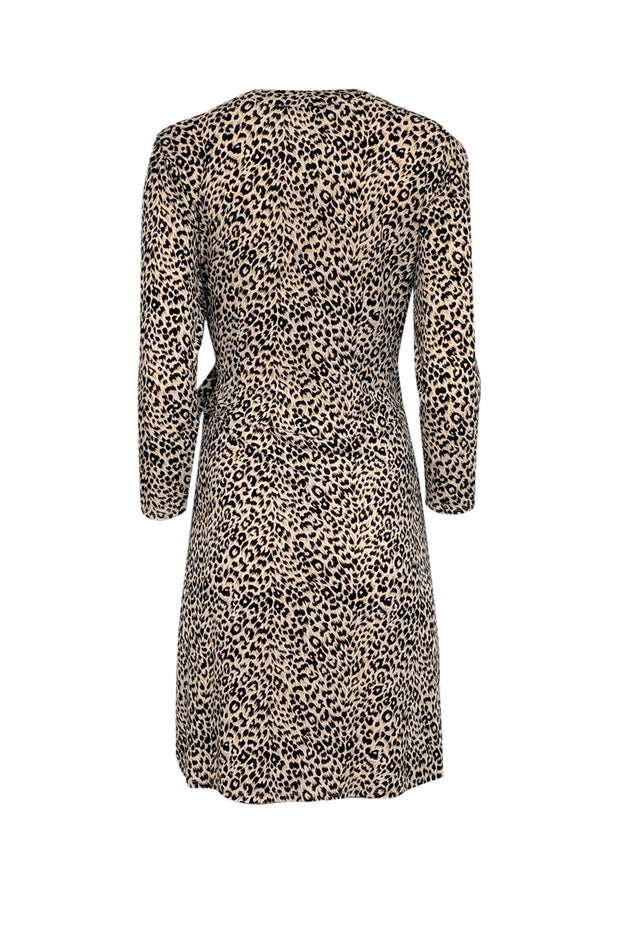 Current Boutique-BCBG Max Azria - Beige, Tan, & Black Leopard Print Long Sleeve Wrap Dress Sz M