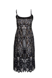 Current Boutique-BCBG Max Azria - Black & Beige Lace Sleeveless Dress Sz 10