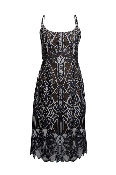 Current Boutique-BCBG Max Azria - Black & Beige Lace Sleeveless Dress Sz 10