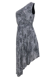 Current Boutique-BCBG Max Azria - Black & Ivory Print Pleated One Shoulder Dress Sz 0