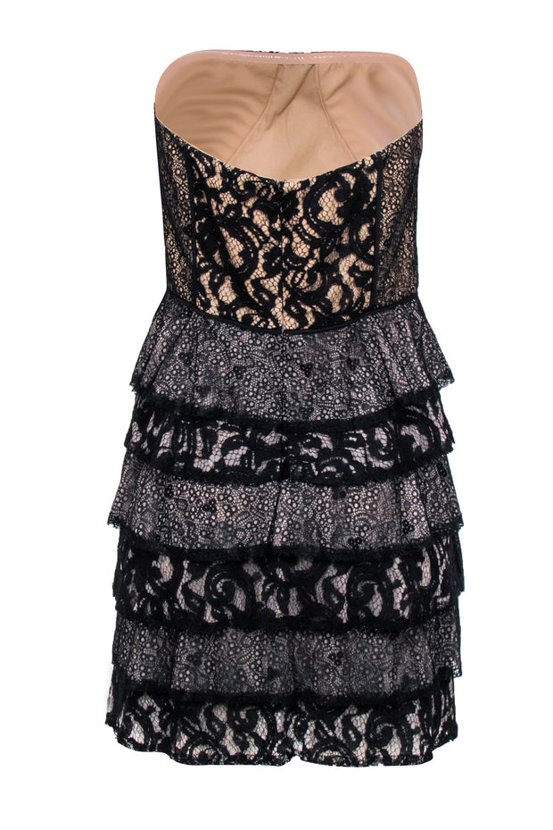 Current Boutique-BCBG Max Azria - Black Strapless Lace Mini Dress Sz 10