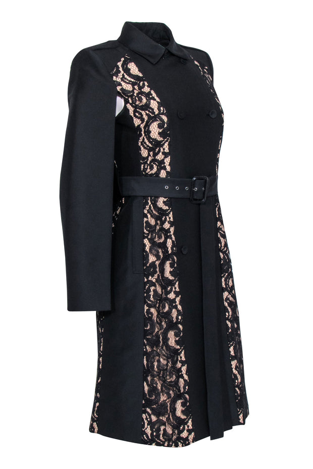 Current Boutique-BCBG Max Azria - Black & Tan Floral Lace Cape Jacket Sz XS