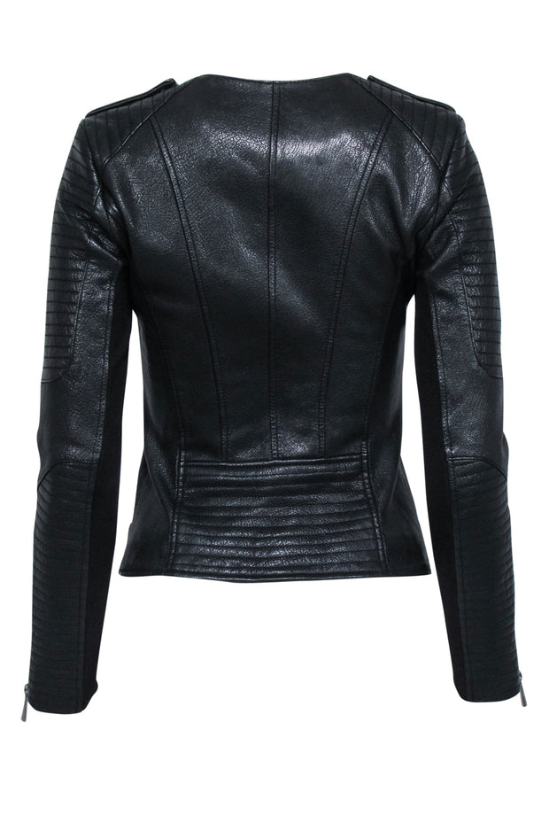 Current Boutique-BCBG Max Azria - Black Textured Leather Moto Jacket Sz XXS