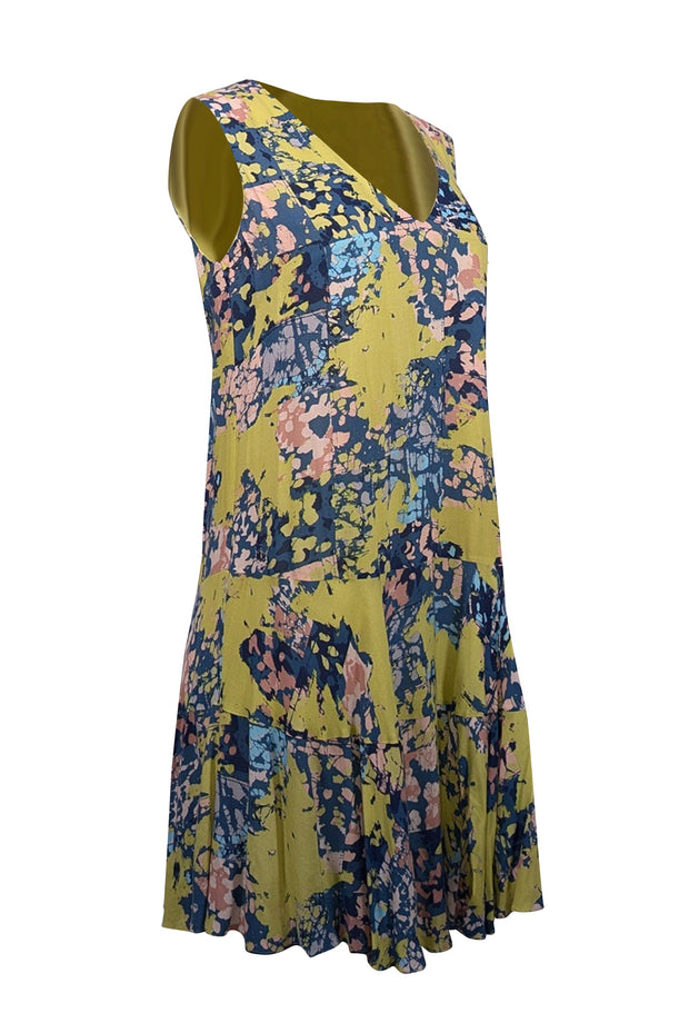 Current Boutique-BCBG Max Azria - Chartreuse, Blue, & Pink Print Sleeveless Dress Sz XS