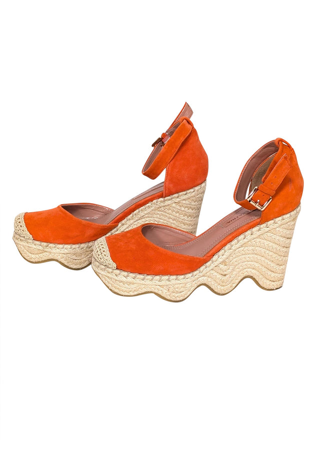 Current Boutique-BCBG Max Azria - Orange Suede Espadrille Wedges Sz 7