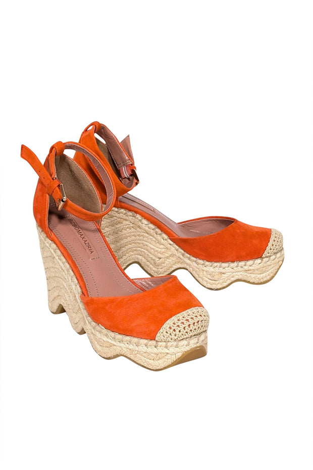 Current Boutique-BCBG Max Azria - Orange Suede Espadrille Wedges Sz 7