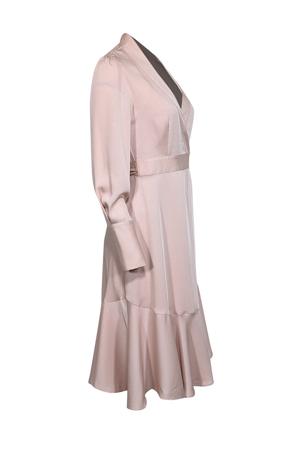 Current Boutique-BCBG Max Azria - Pink Long Sleeve Wrap Midi Dress Sz XXS